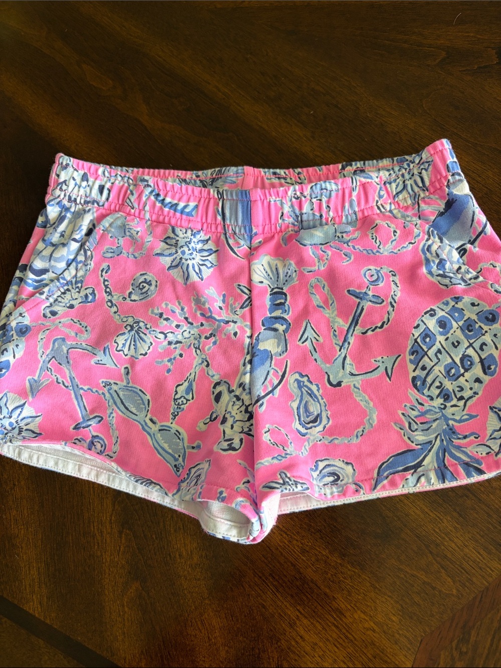 Little girls Pink Nautical Print Casual Shorts